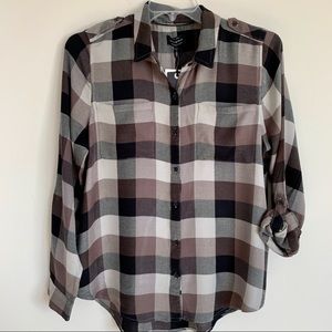 Lucky Brand Roll Tab Button down Plaid Shirt NWT